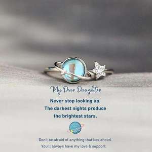 Wholesale High Quality Pave Crystal Star Relief Anxiety Adjustable Rotating Planet <b>Removable</b> Ring Jewelry for Women - Product Image 3