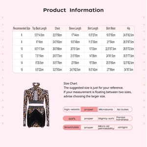 Conjunto de 2 Piezas de Disfraz de Danza para Niñas con Estampado de Leopardo, Top Corto Halter con Hombros Descubiertos y Falda con Flecos, para Actuaciones de Jazz y Baile Latino - Product Image 6