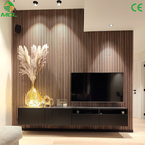 Panneau acoustique en MDF à lattes, 100% fibre de polyester, 80% isolation phonique, tendance, pour KTV et <span class=keywords><strong>studio</strong></span> d'enregistrement - Product Image 2