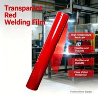 Rouleau de feuille de PVC souple industrielle 2 mm transparente rouge, feuille plastique flexible robuste pour la protection des ateliers de soudage