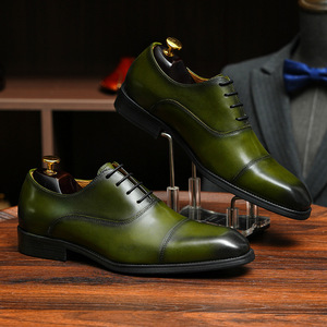 2026 Spring Latest Men's Leather British Business Formal Brocade Embossed Shoes with <b>Pointed</b> Toe Oxford Style - Product Image 6