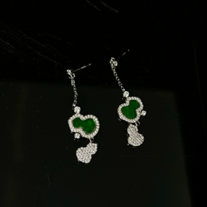 Pendientes de Jadeíta Birmana Natural de Grado A, Forma de Calabaza, Color Verde, para Uso Diario, Regalo de Jadeíta para Mujer (con Certificado NGTC) - Product Image 4