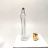 Rouleau rectangulaire en acier inoxydable, conteneurs d'huile de parfum de crème pour les yeux transparent 5ml 10ml bouteille en verre roulée