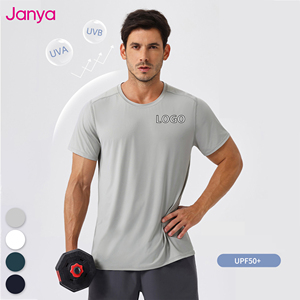 Мужские дышащие футболки Janya из ткани «ледяной шелк», быстросохнущие, для тренировок на открытом воздухе, фитнеса, с коротким рукавом, для бега и активного отдыха - Product Image 1