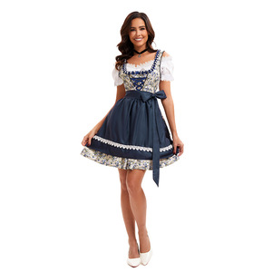 Vestido Dirndl para mujer con delantal, estampado floral, hombros descubiertos, disfraz para festival de la cerveza - Product Image 5