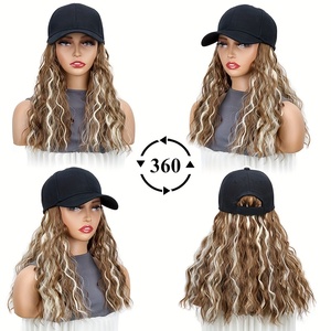 Parrucca Sintetica Nera Lunga Ondulata con Extension e Cappello da Baseball Regolabile per Donne - Product Image 3