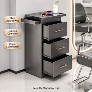 Stainless Steel Salon Trolley Hair Salon Storage Cabinet Barber Shop Tool Cabinet With Multi <b>Drawers</b> And Cup Holders - Product Image 2