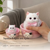 Jouet Squishy Chat Kawaii en TPR, Anti-stress à Rebond Lent, Décoration de Bureau Mignonne, Vente en Gros