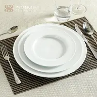 Набор фарфоровых обеденных тарелок с белым принтом на заказ, керамические свадебные тарелки для ресторана, набор керамических тарелок, посуда