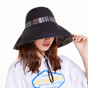 Women's Wide Brim Sun Hat Bucket Hat Breathable Foldable Sun Protection Face Covering Ethnic Pattern Summer Outdoor Hat - Product Image 3