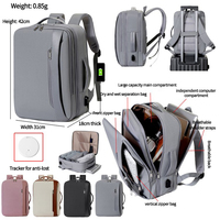 Sac à dos professionnel unisexe en tissu Oxford imperméable grande capacité, extensible haut de gamme pour ordinateur portable et voyage transfrontalier