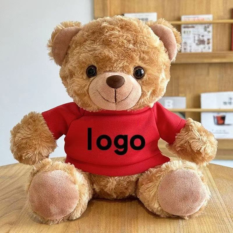 T-shirt orso bruno-rosso