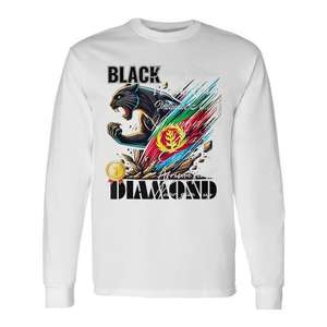 Camiseta de Manga Larga con Diseño de la Bandera de Eritrea en Diamante Negro, Camiseta Gráfica de Algodón Premium para Hombre - Product Image 1