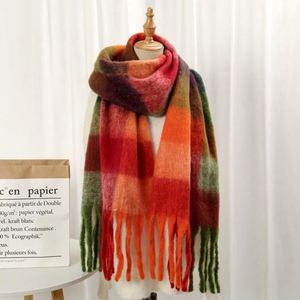 Bufanda Larga de Mohair a Rayas Gruesa de Invierno al por Mayor con Borlas, Chales de Lujo de Invierno para Mujer - Product Image 3