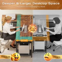 Table d'ordinateur d'angle en L OEM avec prises de courant et tiroir de rangement réversible pour petits espaces de bureau à domicile