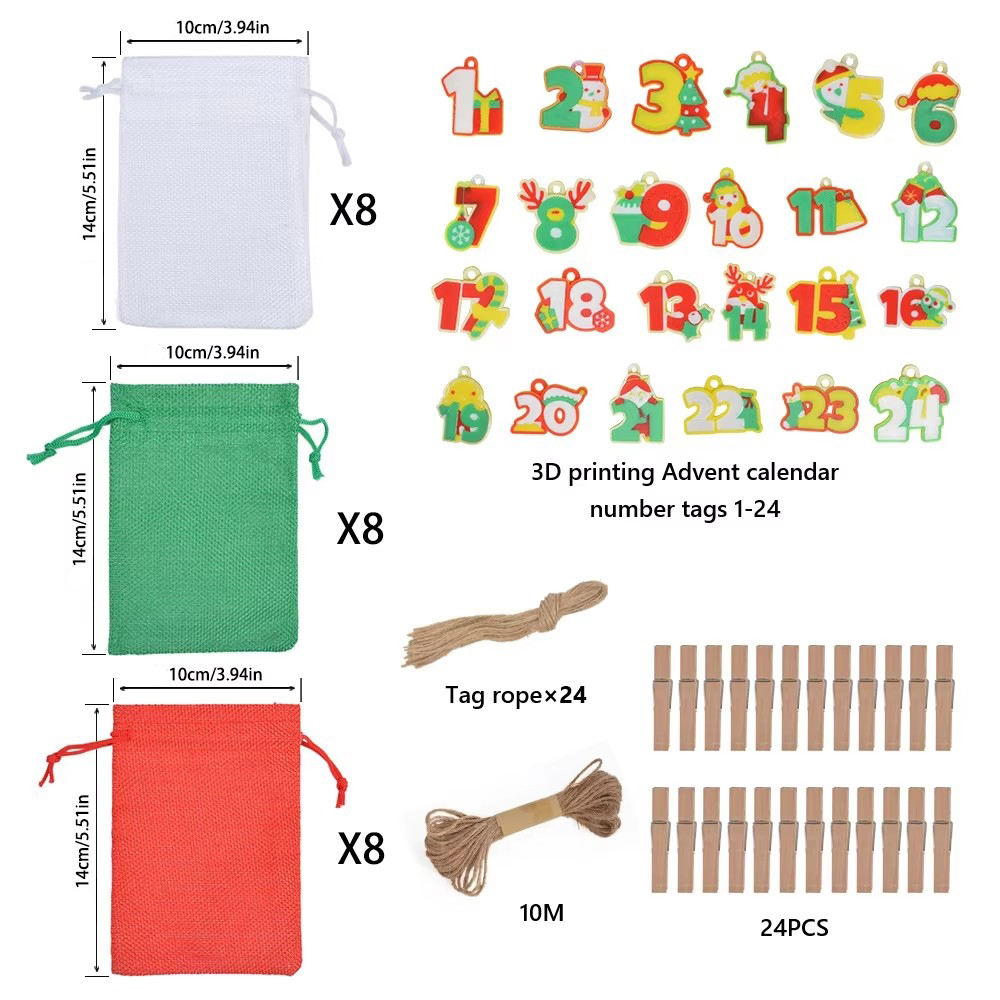 Mixed-(10*14cm-christmas calendar bag)