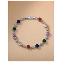 Nouveau Bracelet Manchette en Zircon Coloré Grand Carat Robuste, Plaqué Argent, en Alliage, pour Femme, Luxe et Tendance, Haute Qualité