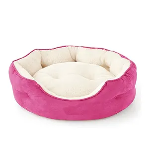 2024 new design luxury deep sleep pink cat bed cartoon pet bed round snuggle funny sofa dog cats bed for pet travel outdoor