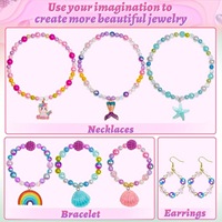 Perlengkapan Pembuatan Gelang Mutiara DIY Laris Manis, Mainan Edukatif Anak Perempuan dengan Mutiara, Bintang Laut, Kerang, dan Manik-manik Lautan
