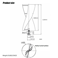 Générateur éolien à axe vertical 600W 12V/24V, générateur éolien vertical Maglev avec contrôleur pour la maison, le camping, l'alimentation hors réseau