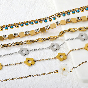 สร้อยข้อมือแฟชั่นลายโซ่ทองเงินดีไซน์ดอกไม้สำหรับผู้หญิงเครื่องประดับสำหรับงานปาร์ตี้ - Product Image 1