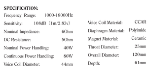 OEM ODM T44 - 3N Tweeter with 8Ohm/16Ohm Impedance 44mm Voice Coil 40W Nominal Power 1000 - 18000Hz Suited <b>for</b> Studio <b>Monitoring</b> - Product Image 4