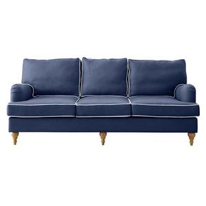 Ensemble de canapé en lin de style hamster traditionnel, housse amovible, design italien simple, blanc, bleu marine - Product Image 3