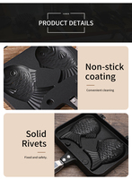 Poêle à Taiyaki 2, 3 ou 4 poissons, antiadhésive, pour gaufres, mini-œufs et crêpes, ensemble de cuisson