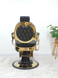 Sillón de Barbería Hidráulico de Lujo en Negro y Dorado, Reclinable, Mueble de Salón para Barbería - Product Image 6