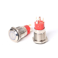 Interrupteur à bouton-poussoir en métal avec symbole d'alimentation LED, 19 mm, étanche, 12 V 24 V, interrupteur à bouton momentané ou à enclenchement
