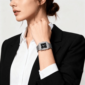 Montre-bracelet pour femme en acier inoxydable ovale, alliage, mode simple, mouvement à quartz japonais, verre, aiguilles, logo personnalisé, style professionnel - Product Image 2