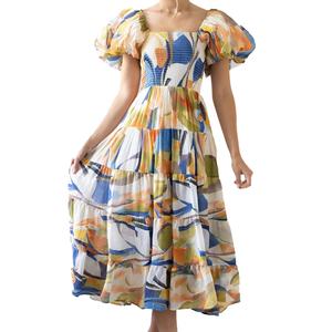 Vestidos OEM Personalizados con MOQ Bajo, Vestidos de Mujer de Alta Gama con Corte en A, Volantes y Fruncidos, Elegantes Vestidos Maxi Casuales de Verano para Mujer - Product Image 4