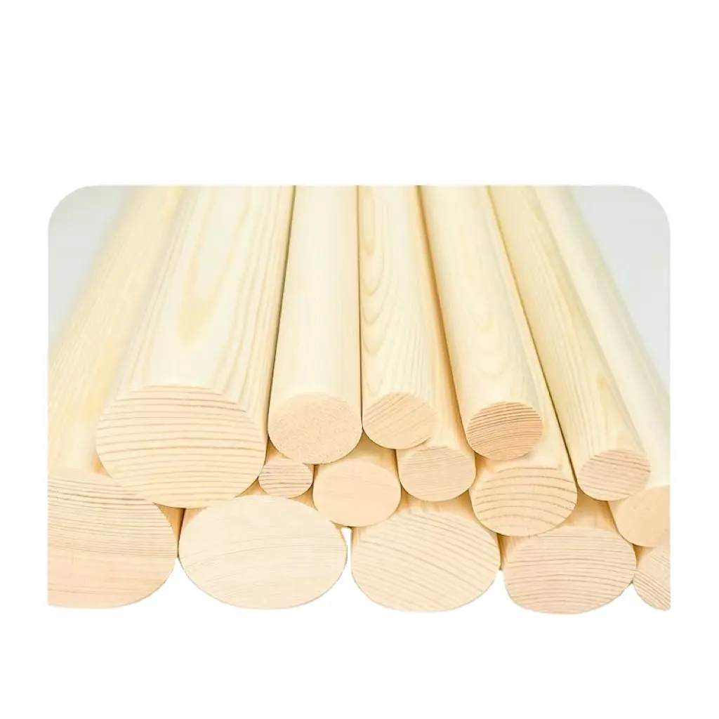 Batang tirai kayu padat tongkat pinus tongkat gantung batang bahan model DIY