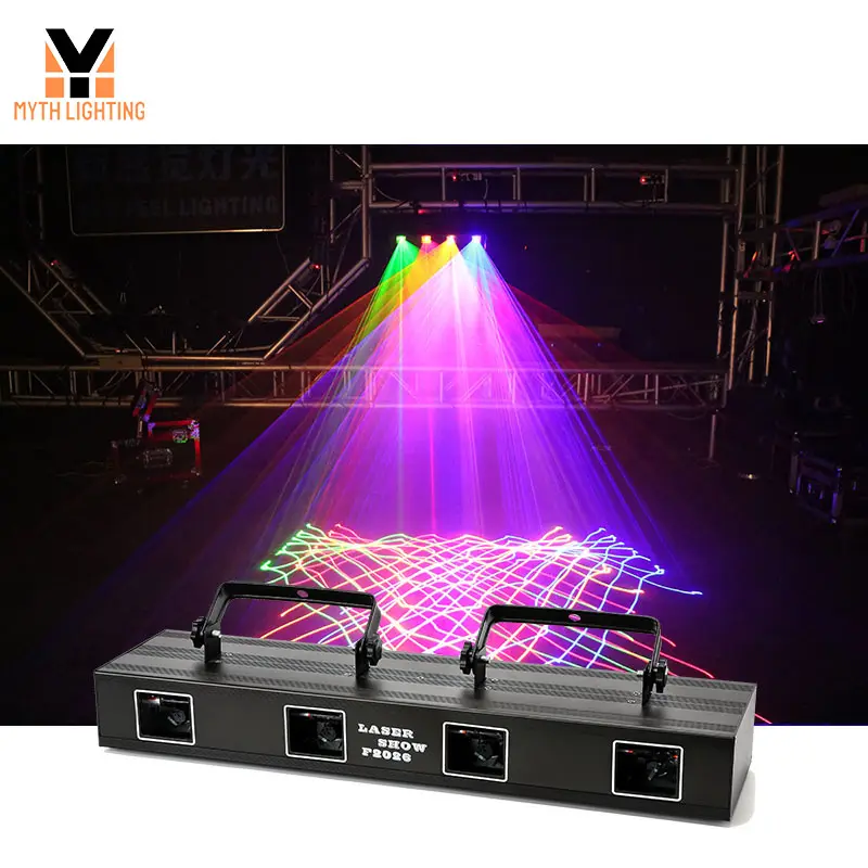 DJ LED مصابيح حفلات 4 عدسة DMX الليزر المرحلة إضاءة نادي RGB شعاع ضوئي ديسكو Lasercube Sharpy ضوء الآثار ل شريط ليلة