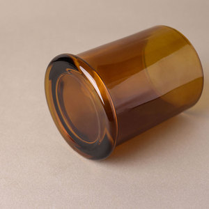 Bocaux à bougies transparents ambrés foncés, ronds, 70 ml, 220 ml, 370 ml, <span class=keywords><strong>en</strong></span> <span class=keywords><strong>verre</strong></span> brun à large ouverture, <span class=keywords><strong>pour</strong></span> cire aromatique et parfumée, avec couvercles - Product Image 4