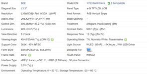 NT133WHM-N46 NT133WHM-N45 Panel 13.3 inci 1366*768 60HZ LCD EDP/30Pin layar Notebook Laptop - Product Image 4