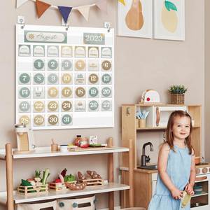 Calendrier mensuel de classe en tissu blanc pour cartes de 2,75 x 2,75 pouces – Indispensable pour l'école et l'organisation à domicile - Product Image 3