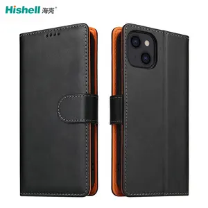 Smartphone Protective Cases Single Fold Stand Card Holder Wallet Flip Plain Leather Phone Case for iPhone 13 14 15