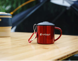 Vente en gros de tasses à café portables pour le camping et les voyages en plein air, avec poignée, en acier inoxydable à double paroi, tasse en métal - Product Image 5