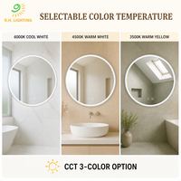Miroir de salle de bain LED à cadre métallique, mural, à intensité variable, avec interrupteur tactile, étanche IP44, miroir de vanité intelligent pour hôtel par Joystar