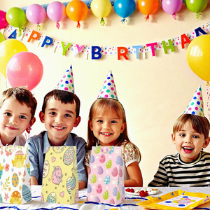 <span class=keywords><strong>Sac</strong></span> en papier <span class=keywords><strong>kraft</strong></span> écologique personnalisé YS avec impression numérique et laminage pour fête d'enfants, événement de Pâques, design lapin, emballage artisanal - Product Image 4