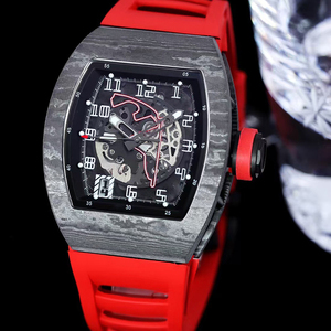 Nouvelle Arrivée 2026 Montre de Sport de Course Automatique Mécanique Squelette Forme Tonneau pour Homme avec Bracelet en Caoutchouc et Fibre de Carbone de Luxe - Product Image 1