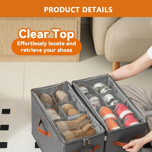 Organizador <span class=keywords><strong>de</strong></span> Zapatos Apilable <span class=keywords><strong>de</strong></span> Tela <span class=keywords><strong>para</strong></span> Armario, Paquete <span class=keywords><strong>de</strong></span> 2 <span class=keywords><strong>Cajas</strong></span> Plegables <span class=keywords><strong>para</strong></span> Almacenamiento <span class=keywords><strong>de</strong></span> Zapatos con Tapa Transparente - Product Image 5