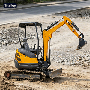 Mini-excavatrice compacte 1 tonne 2 tonnes, mini-pelle sur chenilles en acier, double vitesse pour le transport de charges lourdes - Product Image 1