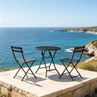 Table d'appoint portable pour patio extérieur, légère et pliable, avec structure en acier inoxydable, table ronde de 18 pouces avec verre imprimé, très vendue