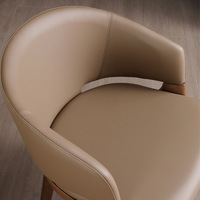 Chaise de salle à manger en bois massif nordique, revêtement en cuir PU, chaise ergonomique avec accoudoirs pour la maison, le restaurant, le café, l'hôtel