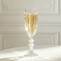 Luxe 160ml verticale geribbelde champagneflutes, vintage gegraveerd kristallen wijnglas met facetgeslepen steel, voor bruiloften
