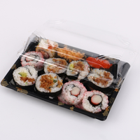 Boîte alimentaire rectangulaire en plastique PET transparent jetable de qualité alimentaire pour sushis et sandwichs, avec impression personnalisée et couvercle à fermeture sécurisée