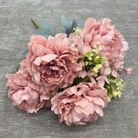 Pabrik DKB Menjual Bunga Buatan Berkualitas Tinggi 9 Kepala Bunga Peony Buatan untuk Dekorasi Pernikahan.