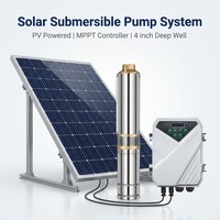 Pompe à eau solaire submersible DC110V 1HP 0.75KW, hauteur de refoulement 45m, pompe à eau de surface avec panneau solaire